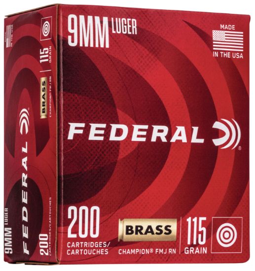 Picture of Federal Wm51992 Champion Training 9Mm Luger 115 Gr Full Metal Jacket 200 Per Box/ 5 Case 