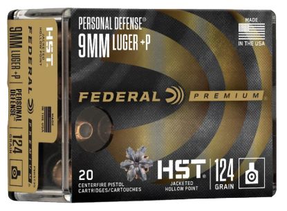 Picture of Federal P9hst3s Premium Personal Defense 9Mm Luger +P 124 Gr Hst Jacketed Hollow Point 20 Per Box/ 10 Case 