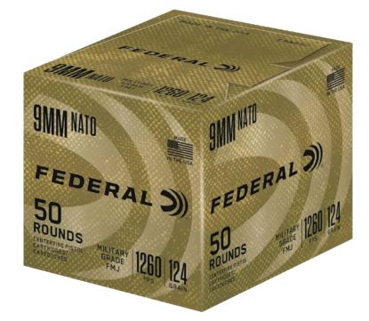 Picture of Federal C9n882 Military Grade 9Mm Luger 124 Gr Full Metal Jacket 50 Per Box/ 10 Case 