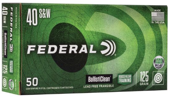 Picture of Federal Bc40ct1 Ballisticlean Reduced Hazard Training 40 S&W 125 Gr Lead Free Frangible 50 Per Box/ 20 Case 