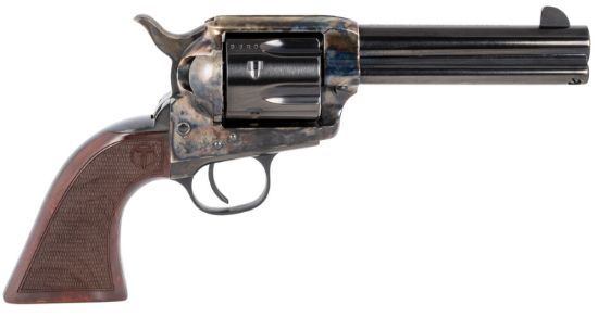 Picture of Taylors & Company 550812 Smoke Wagon 45 Colt (Lc) Caliber With 4.75" Blued Finish Barrel, 6Rd Capacity Blued Finish Cylinder, Color Case Hardened Finish Steel Frame & Checkered Walnut Grip 