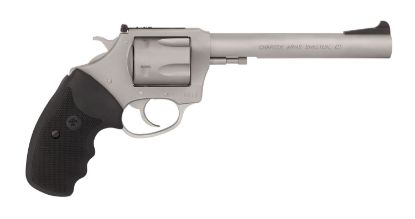 Picture of Charter Arms 73566 Mag Pug Target Extra Large 357 Mag, 6 Shot 6" Matte Stainless Steel Barrel, Cylinder & Frame W/Black Finger Grooved Rubber Grip 