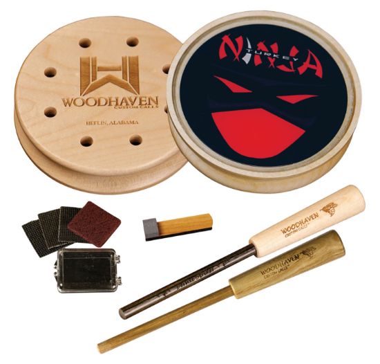 Picture of Woodhaven Wh310 Red Ninja Friction Call Turkey Hen Sounds Attracts Turkeys Natural Glass/Wood 