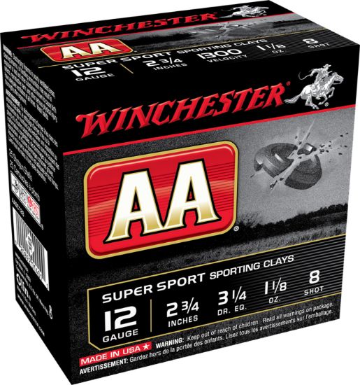 Picture of Winchester Ammo Aasc128vp Aa Sporting Clay 12 Gauge 2.75" 1 1/8 Oz 8 Shot 100 Bx/ 2 Case Value Pack 