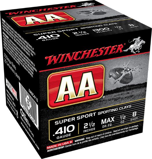 Picture of Winchester Ammo Aasc418vp Aa Sporting Clay 410 Gauge 2.50" 1/2 Oz 8 Shot 100 Per Box/ 5 Case 