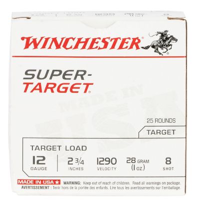 Picture of Winchester Ammo Trgt12908 Super-Target Light Target 12 Gauge 2.75" 1 Oz 8 Shot 25 Per Box/ 10 Case 