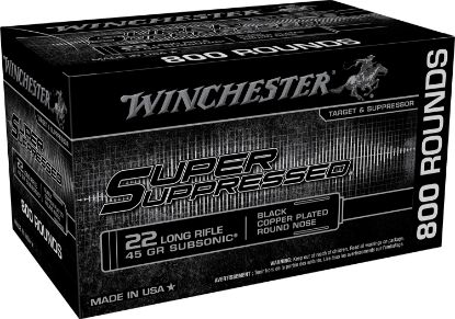 Picture of Winchester Ammo Sup22lrb Super Suppressed 22 Lr 45 Gr Black Copper Plated Round Nose 800 Per Bx/ 2 Case Bulk 