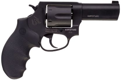 Picture of Taurus 285631Ns 856 Defender 38 Special +P Caliber With 3" Barrel, 6Rd Capacity Cylinder, Overall Matte Black Finish Stainless Steel, Finger Grooved Black Hogue Rubber Grip & Night Front Sight 