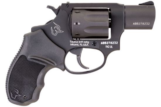 Picture of Taurus 2942021Ul 942 Ultra-Lite 22 Lr 8Rd 2" Matte Black Finish Barrel, Matte Black Finish Cylinder, Black Anodized Finish Aluminum Frame & Finger Grooved Black Polymer Grip 