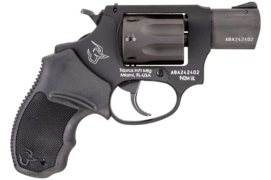 Picture of Taurus 2942M021ul 942 Ultra-Lite 22 Wmr 8Rd 2" Matte Black Finish Barrel, Matte Black Finish Cylinder, Black Anodized Finish Aluminum Frame & Finger Grooved Black Polymer Grip 