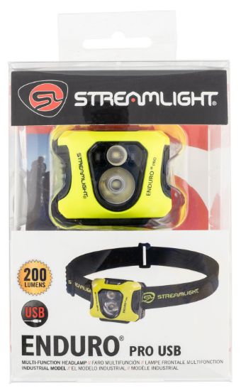 Picture of Streamlight 61436 Enduro Pro W/Dual Lock 15/25/50/90/145/200 Lumens White Led Bulb Black/Yellow 95 Meters Distance 