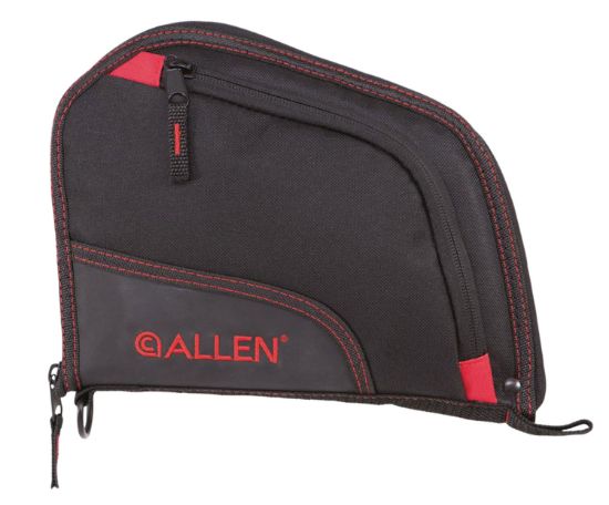 Picture of Allen 7738 Auto-Fit Handgun Case Black Endura W/Red Trim, Foam Padding, Knit Lining, Mag Sleeve, Storage Pocket & Lockable Zipper 9" L 