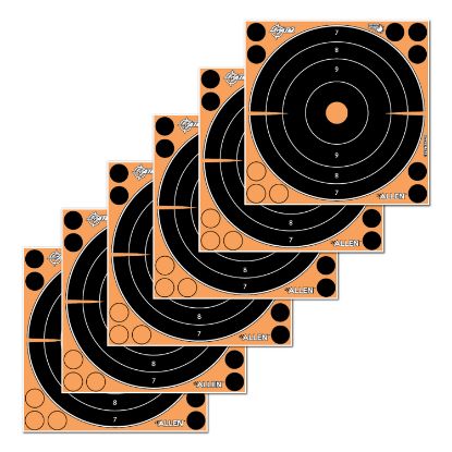 Picture of Ez-Aim 15316 Splash Reactive Target Self-Adhesive Paper Black/Orange 8" Bullseye Includes Pasters 6 Pack 