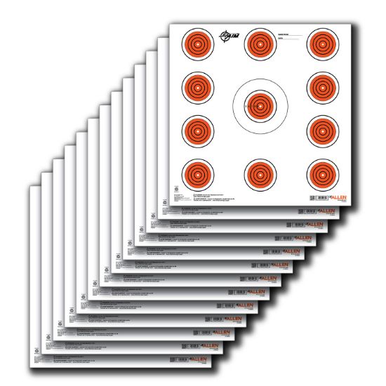 Picture of Ez-Aim 15245 Paper Targets Indoor Spot Paper Hanging 12" X 12" Orange/White 13 Per Pkg 