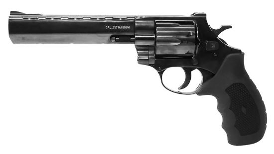 Picture of Weihrauch Guns 770134 Windicator 357 Mag 6Rd 6" Blued Steel Barrel, Cylinder & Frame, Ramp Front/Fixed Rear Sights, Exposed Hammer, Finger Grooved Black Rubber Grip 