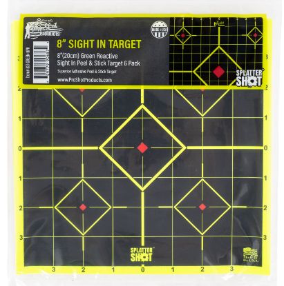 Picture of Pro-Shot 8Sigreen6pk Splattershot Sight-In Black/Green Self-Adhesive Paper Impact Enhancement Bright Green Diamond 6 Pack 