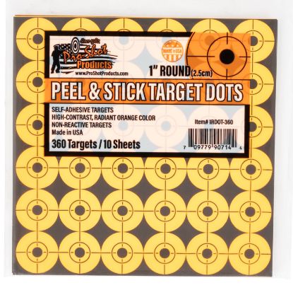 Picture of Pro-Shot 1Rdot360 Peel & Stick Target Dots Orange Self-Adhesive Paper No Impact Enhancement 1" Dot 360 Targets/10 Sheets 