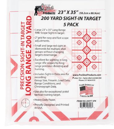 Picture of Pro-Shot Rsi200yt5pk Splattershot Sight-In Diamond Hanging Heavy Paper 200 Yds 23" X 35" White/Red 5 Pack 