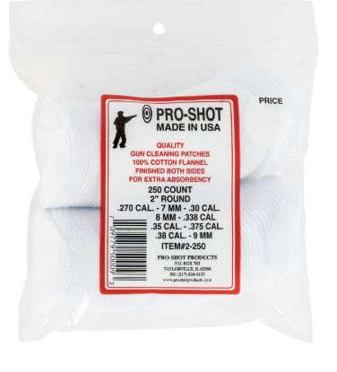 Picture of Pro-Shot 2250 Cleaning Patches .270 - .38 Cal 2" Round Cotton Flannel 250 Pack 