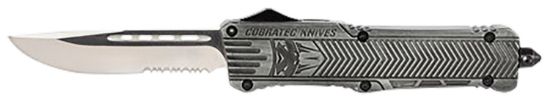 Picture of Cobratec Knives Lswctk1lds Ctk-1 Large 3.75" Otf Drop Point Part Serrated D2 Steel Blade/ Stonewashed Aluminum Handle Features Glass Breaker Includes Pocket Clip 