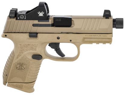 Picture of Fn 66100797 509 Compact Tactical 9Mm Luger 4.32" Threaded Barrel, 12+1/24+1, Fde Polymer Frame W/Mounting Rail, Optic Cut Fde Stainless Steel Slide, Includes Viper Red Dot 