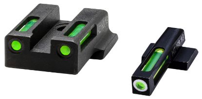 Picture of Hiviz 9Ezn321 Litewave H3 Sight Set Green/Tritium White Ring Front, Green/Fiber Optic Rear, Black Frame Fits Smith & Wesson M&P 9Ez Shield 