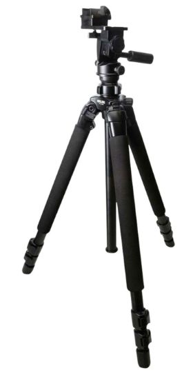 Picture of Kopf Jager Kj85003k Folding Tripod K700 Tripod Made Of Aluminum With Black Finish, Adjustable Reaper Rail, 3-Level Leg Extension, 21-87 Degree Pan & Tilt 