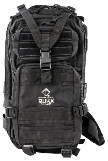 Picture of Rukx Gear Atict1db Tactical 1 Day Black 600D Polyester W/ Molle Webbing Hook & Loop Panel 5 Storage Areas 