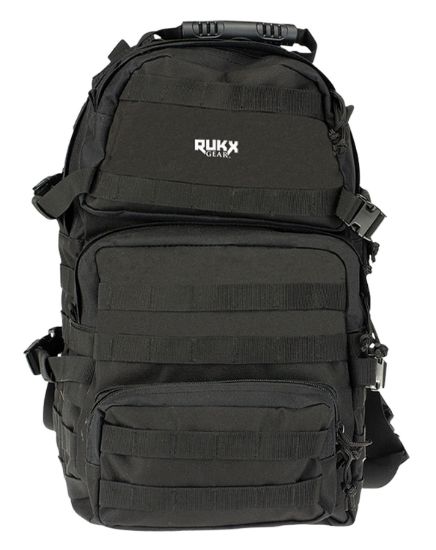 Picture of Rukx Gear Atict3db Tactical 3 Day Black 600D Polyester W/ Molle Webbing Hook & Loop Panel 4 Storage Areas 
