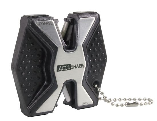 Picture of Accusharp 017C Diamond Pro 2-Step Sharpener Hand Held Fine/Coarse Diamond, Ceramic Sharpener Black/White Aluminum 