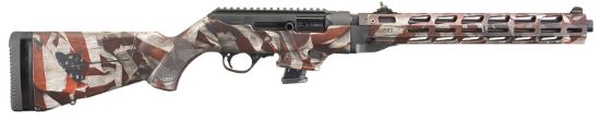 Picture of Ruger 19127 Pc Carbine 9Mm Luger 10+1 16.12" Fluted Barrel, American Flag Camo Aluminum Alloy Receiver, American Flag Synthetic Stock, Optics Ready 