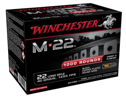 Picture of Winchester Ammo S22lrt M-22 22 Lr 40 Gr Black Copper Plated Round Nose 1000 Per Bx/ 2 Case Bulk 