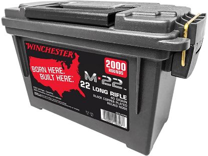 Picture of Winchester Ammo S22lrtpb M-22 22 Lr 40 Gr Black Copper Plated Round Nose 2000 Per Box/ 2 Cans Bulk 