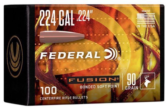 Picture of Federal Fb224f1 Fusion Component 224 Cal .224 90 Gr Bonded Soft Point 100 Per Box/ 4 Case 