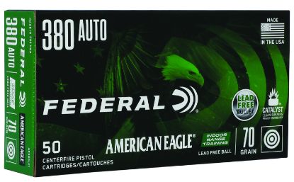 Picture of Federal Ae380lf1 American Eagle Indoor Range Training 380 Acp 70 Gr Lead Free Irt 50 Per Box/ 10 Case 