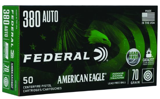 Picture of Federal Ae380lf1 American Eagle Indoor Range Training 380 Acp 70 Gr Lead Free Irt 50 Per Box/ 10 Case 