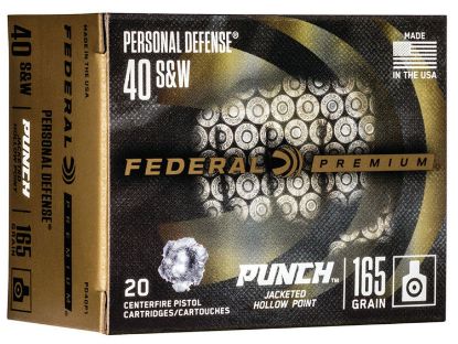 Picture of Federal Pd40p1 Premium Personal Defense Punch 40 S&W 165 Gr Jacketed Hollow Point 20 Per Box/ 10 Case 