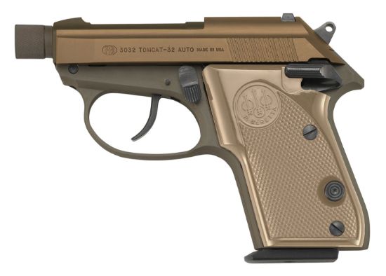 Picture of Beretta Usa J320126 Tomcat Micro-Compact Frame 32 Acp 7+1, 2.90" Flat Dark Earth Cerakote Threaded Steel Tip-Up Barrel, Serrated Steel Slide, Fde Anodized W/Black Controls Aluminum Frame, 