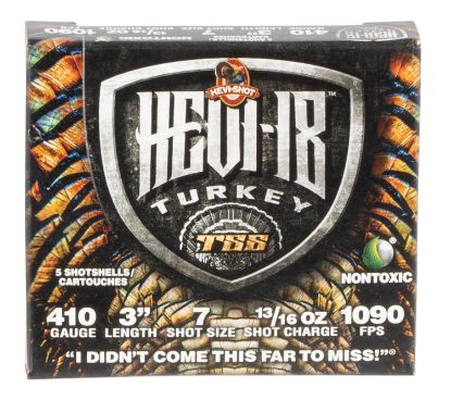 Picture of Hevi-Shot Hs1007 Hevi-18 Tss Turkey 410 Gauge 3" 13/16 Oz Tungsten 7 Shot 5 Per Box/ 10 Case 