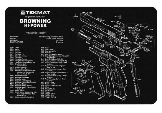 Picture of Tekmat Tekr17browninghp Browning High Power Cleaning Mat Browning Hi-Power Parts Diagram 11" X 17" 