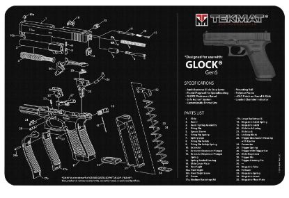 Picture of Tekmat Tekr17glockg5 Glock Gen5 Cleaning Mat Glock Gen5 Parts Diagram 11" X 17" 