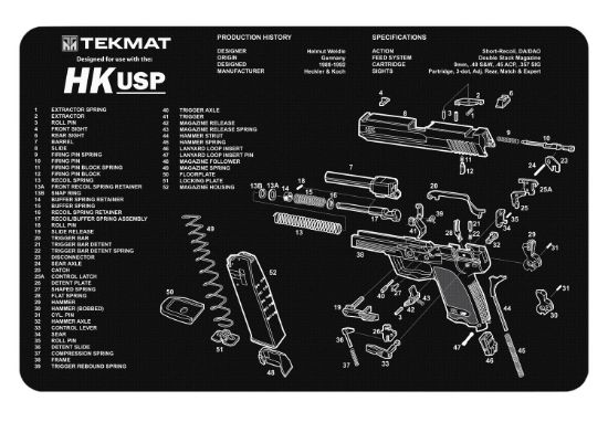 Picture of Tekmat Tekr17hkusp Hk Usp Cleaning Mat Hk Usp Parts Diagram 11" X 17" 