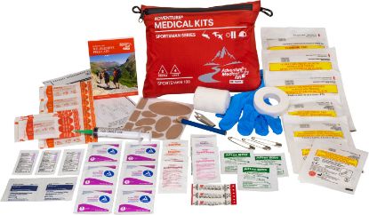 Picture of Adventure Medical Kits 01050100 Sportsman 100 Medical Kit Treats Injuries/Illnesses Waterproof Red 
