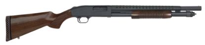 Picture of Mossberg 52151 590 Retrograde Persuader 12 Gauge 6+1 3" 18.50" Heat Shield Barrel, Dual Extractors, Matte Blued Metal Finish, Corncob Forend, Walnut Stock W/Checkered Grip 