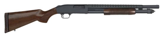 Picture of Mossberg 52151 590 Retrograde Persuader 12 Gauge 6+1 3" 18.50" Heat Shield Barrel, Dual Extractors, Matte Blued Metal Finish, Corncob Forend, Walnut Stock W/Checkered Grip 