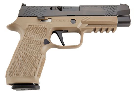 Picture of Wilson Combat Sigwcp320f9tats P320 9Mm Luger 4.70" 17+1 Tan Black Dlc Stainless Steel Slide Tan Polymer Grip 