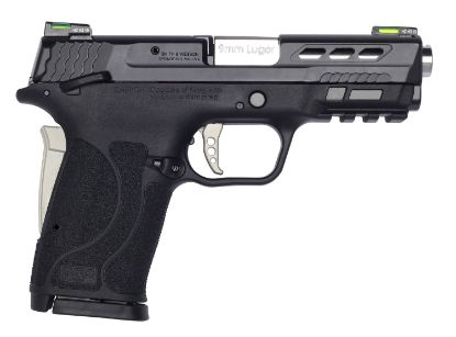 Picture of Smith & Wesson 13225 Performance Center M&P Shield Ez M2.0 9Mm Luger 3.80" 8+1 Matte Black Black Armornite Stainless Steel Ported Slide Black Polymer Grip Sliver Colored Accents 