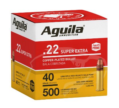 Picture of Aguila 1B221115 Super Extra Rimfire 22Lr 40Gr Copper Plated Solid Point 500 Per Box/4 Case 