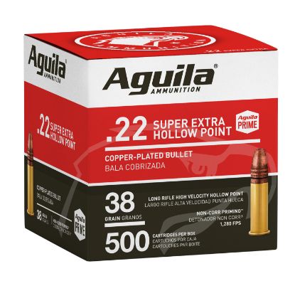 Picture of Aguila 1B221118 Super Extra Rimfire 22Lr 38Gr Copper Plated Hollow Point 500 Per Box/4 Case 