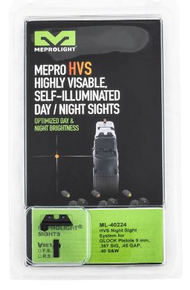 Picture of Meprolight Usa 402243131 Hyper-Bright Black | Green Tritium With Orange Outline Front Sight Green Tritium With Black Outline Rear Sight Set 